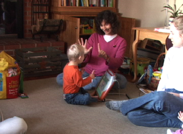 Jackson practices counting skills with Janice.